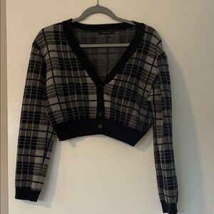 Love Tree Black and Gray Plaid Cardigan